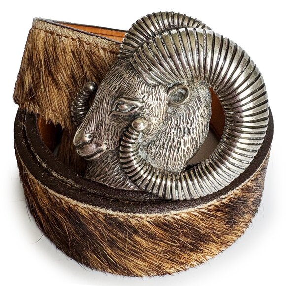 RAM by Henry Wilson Belt Buckle Limited Edition Sterling Silver Fur Belt Vintage - Picture 1 of 13